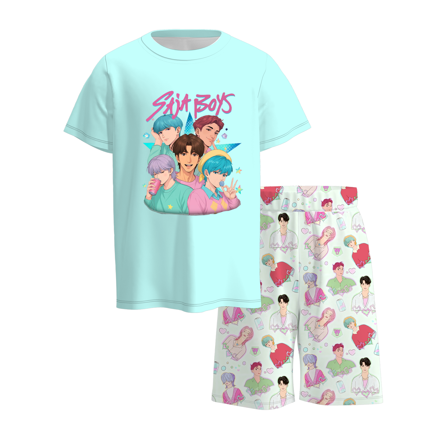 Boys Spring Summer Kpop Demon Hunter Short Outfit Set