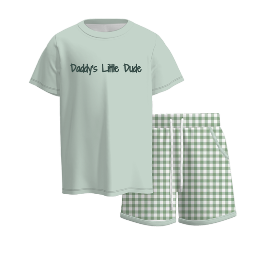 Father's Day “DADDY'S LITTLE DUDE” Embroidered Kids Summer Outfit Set Collection