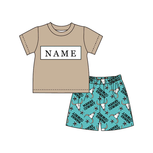 MAMA'S COWBOY Personalized Name Embroidery Smocked Outfit