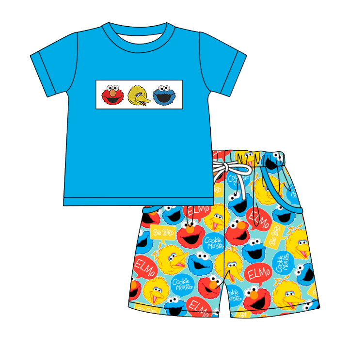 Cartoon Character Smocked Embroidered Sibling Matching Outfits – Boys & Girls Boutique Clothing Set