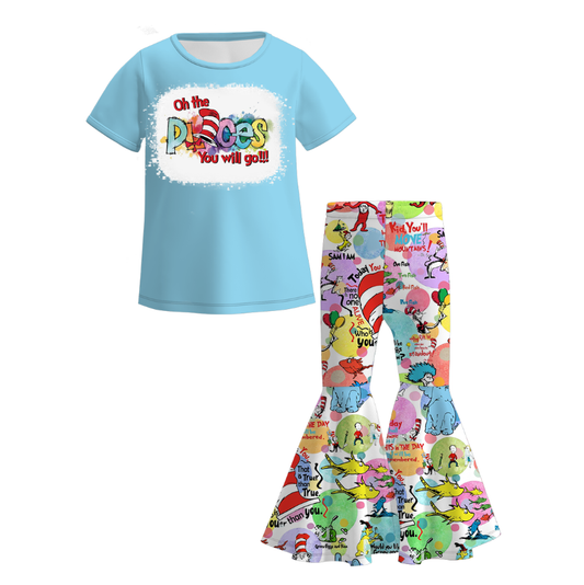 Dr.Suess Printed Cartoon Fashion Bell Pant Set Collection