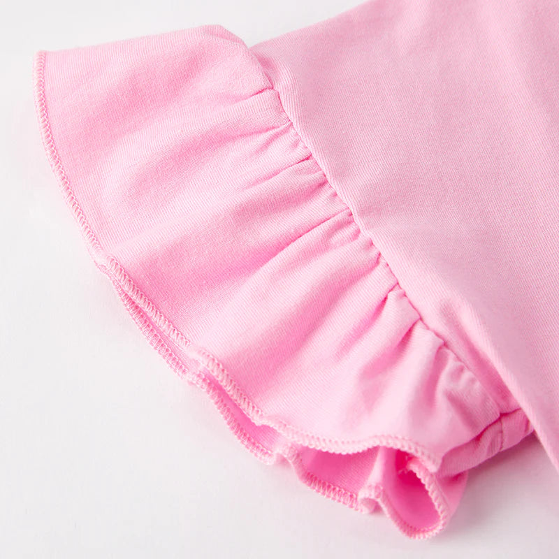 Girls Back To School Pencil Print Pink Cotton Top Pant Set