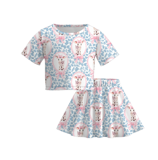 Summer Girls Dino Floral Starfish Print Toddler Skirt Set