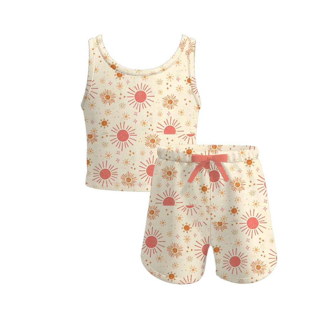 Girls Summer Floral Print Sleeveless Short Set