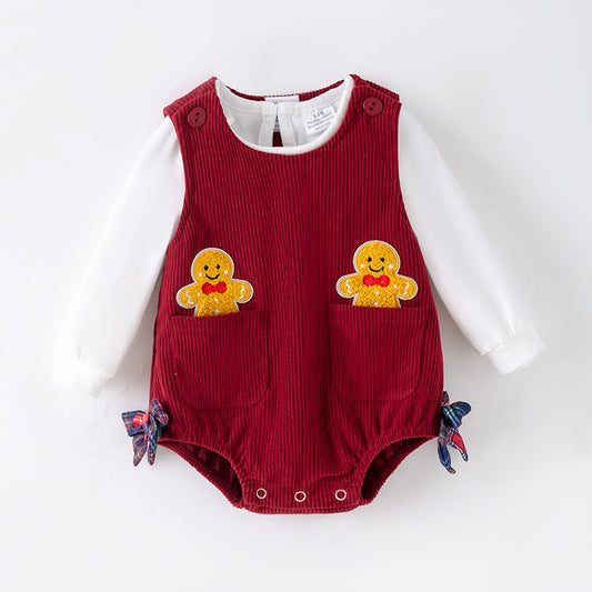 Gingerbread & Santa Corduroy Set – Baby Holiday Romper Outfit