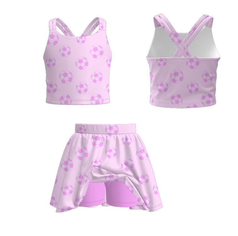 Girls Summer Outdoor Sport Soft Athletic Skirt Set