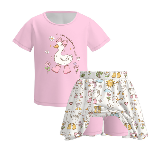 Girls Summer Boutique Cute Silly Goose Outdoor Skirt Set