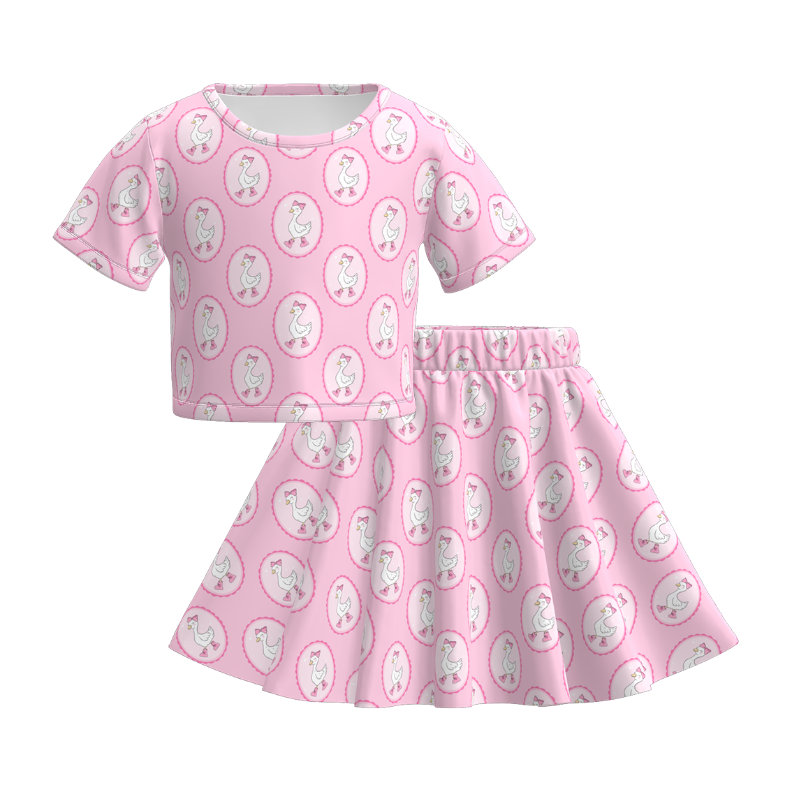 Girls Summer Animals Pet Print Skirt Set