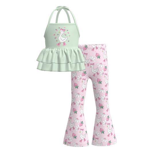 Girls Summer Goose Popsicle Print Slip Bell Pant Set