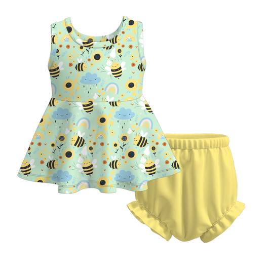 Baby Girls Summer Watermelon Mermaid Bee Print Short Set