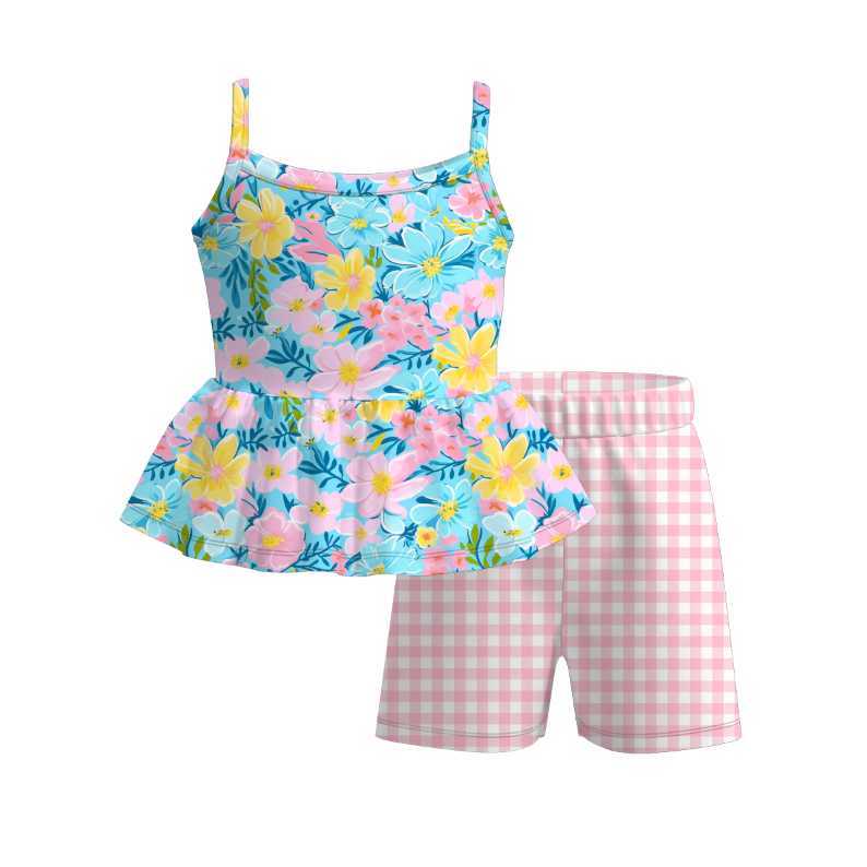 Girls Summer Bow Flower Cherry Slip Short Set