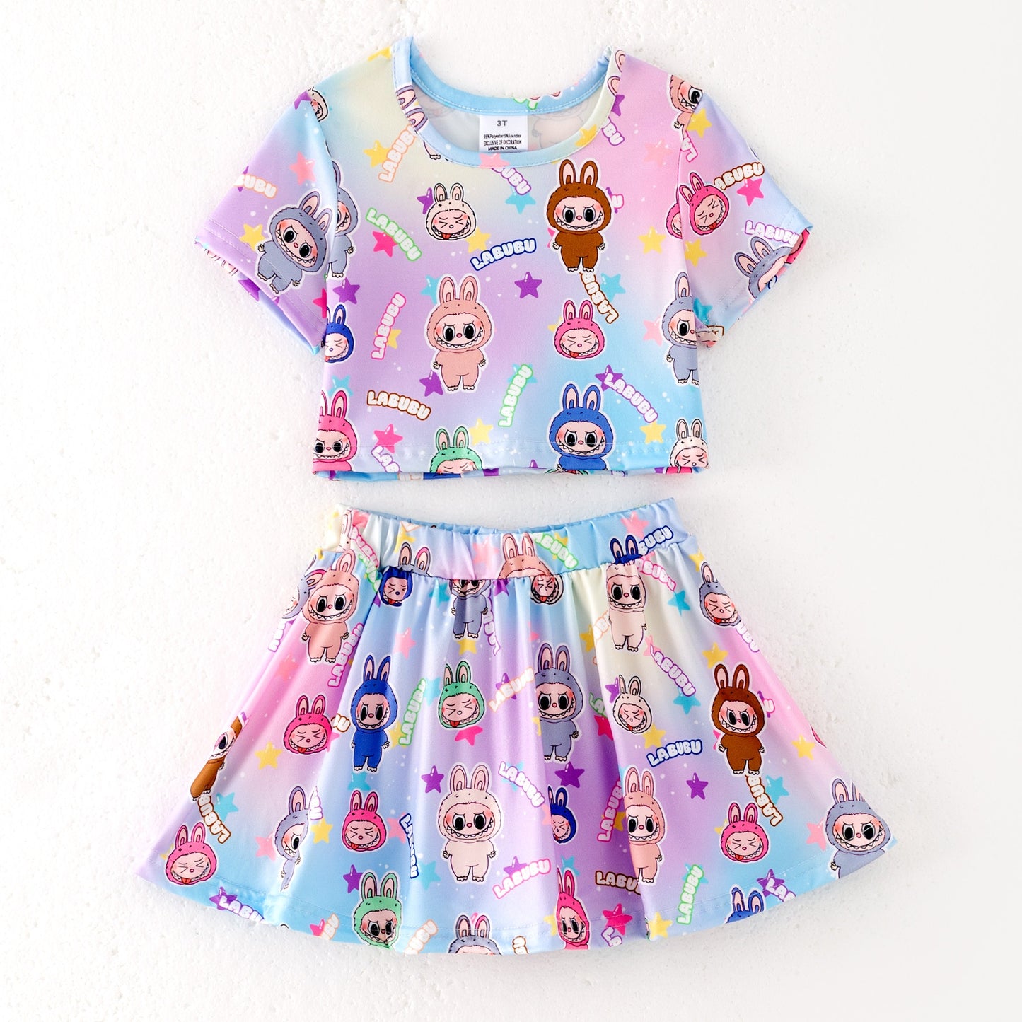 Girls Labubu Summer Lavender Athletic Skirt Set