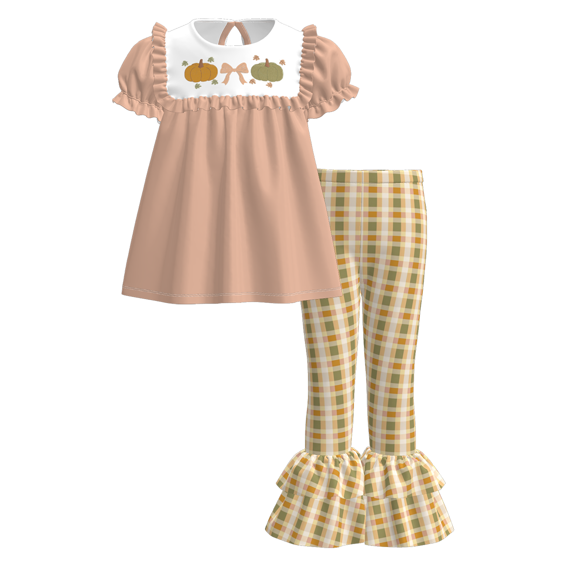 Girls Fall Halloween BOO PUMPKIN Embroidery Pant Set