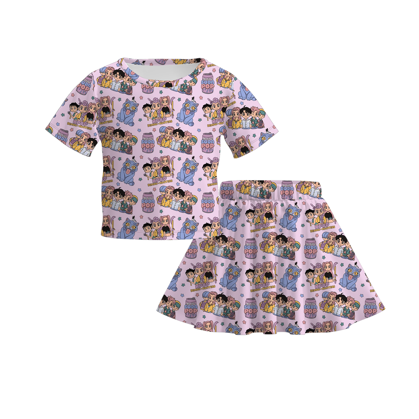 Girls Cartoon Cute Fall Skirt Set