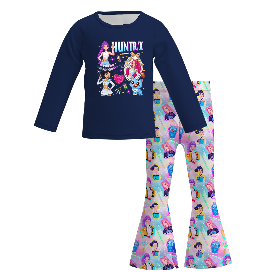2025 Fall Winter Kpop Demon Hunter Print Pant Set For Kids