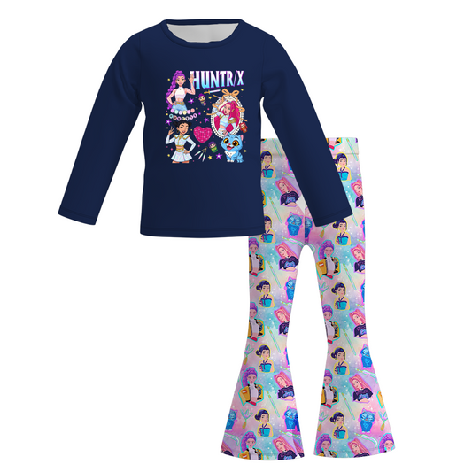 2025 Fall Winter Kpop Demon Hunter Print Pant Set For Kids