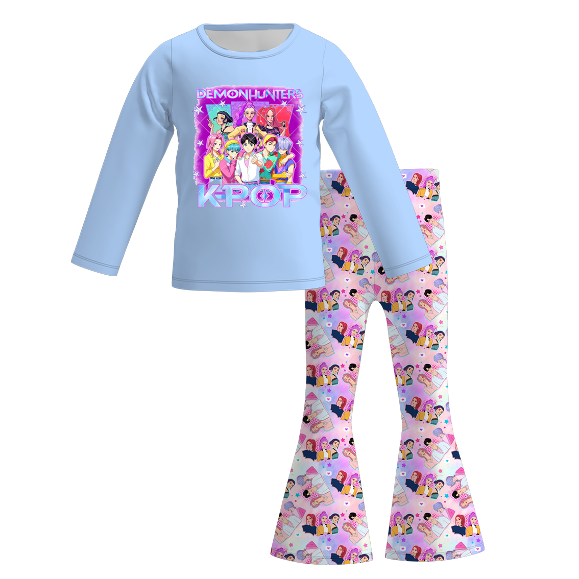 2025 Fall Winter Kpop Demon Hunter Print Pant Set For Kids
