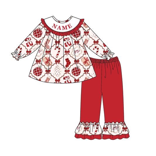 Christmas Smocked Embroidery Personalized Name Outfit Collection