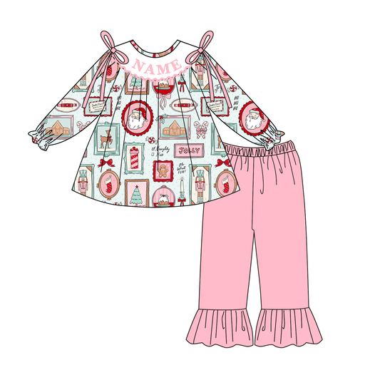 Christmas Smocked Embroidery Custom Name Santa Reindeer Outfit Collection