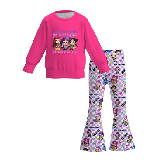 2025 Fall Kpop Demon Hunters Girls 2 Pieces Top+Pant Set