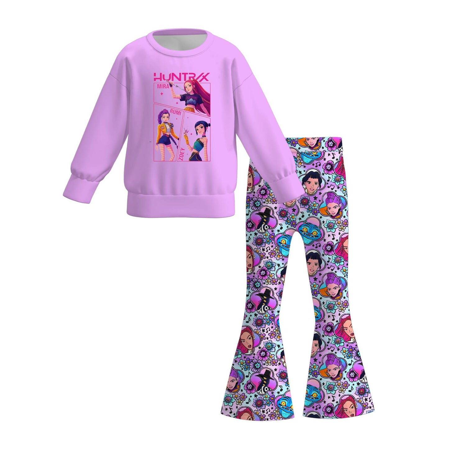 2025 Fall Kpop Demon Hunters Girls 2 Pieces Top+Pant Set