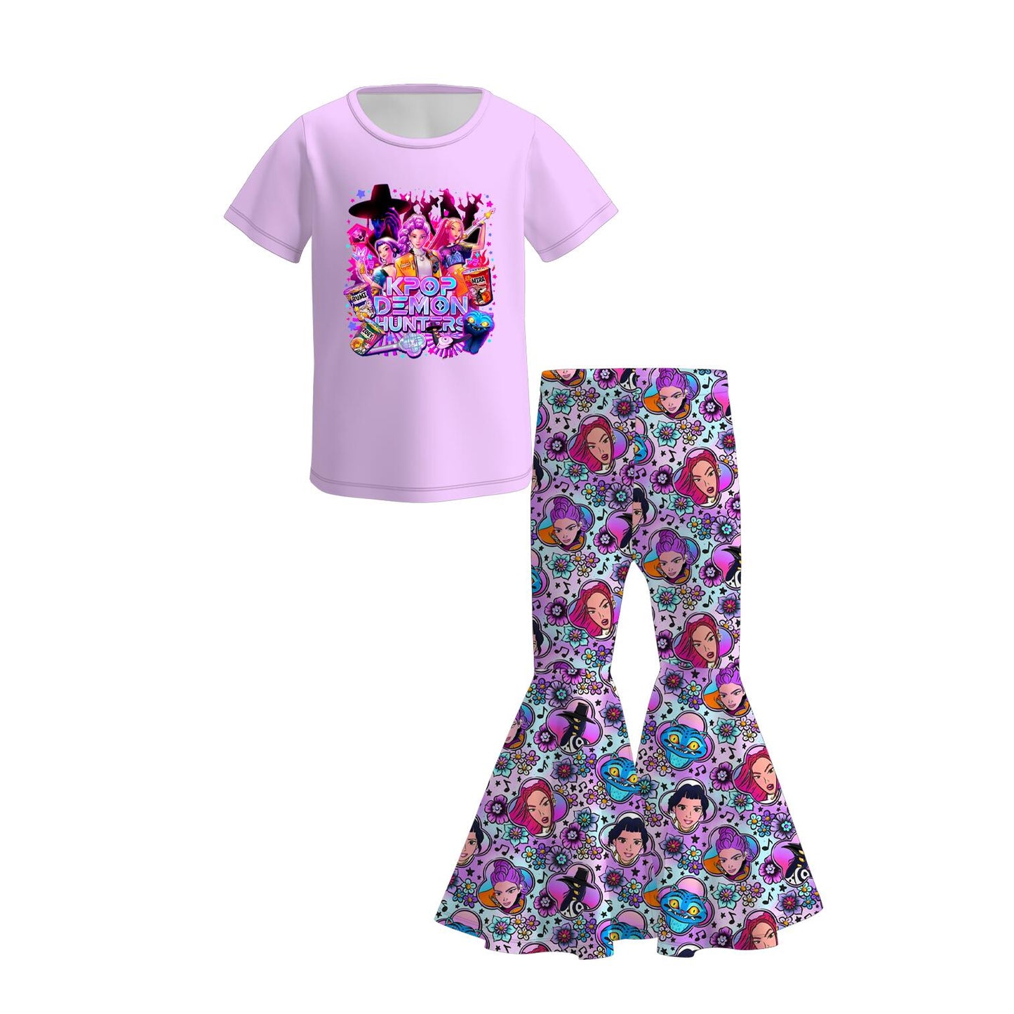 2025 Fall Kpop Demon Hunters Girls 2 Pieces Top+Pant Set