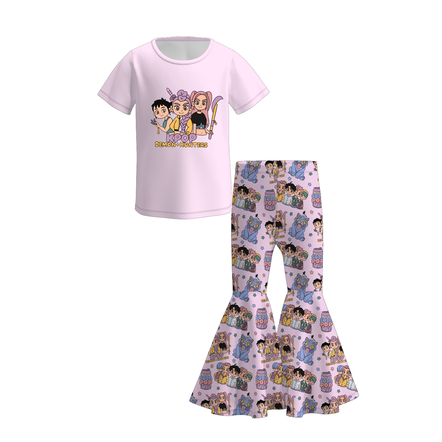 2025 Fall Kpop Demon Hunters Girls 2 Pieces Top+Pant Set