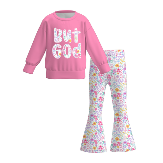 Girls Fall Winter Printed Long Sleeves Pant Set