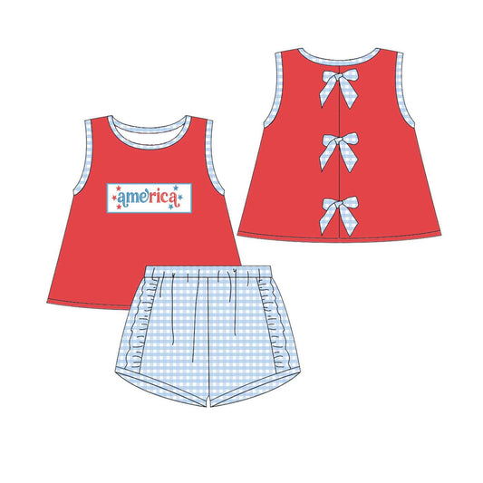 Kids “America” Embroidery & Smocking Collection | Patriotic Fourth of July Baby & Toddler Outfits