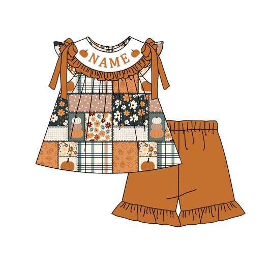 Personalized Girls Halloween Smocked Collection | Custom Embroidered Name Boutique Dress, Bubble, Romper & Short Set
