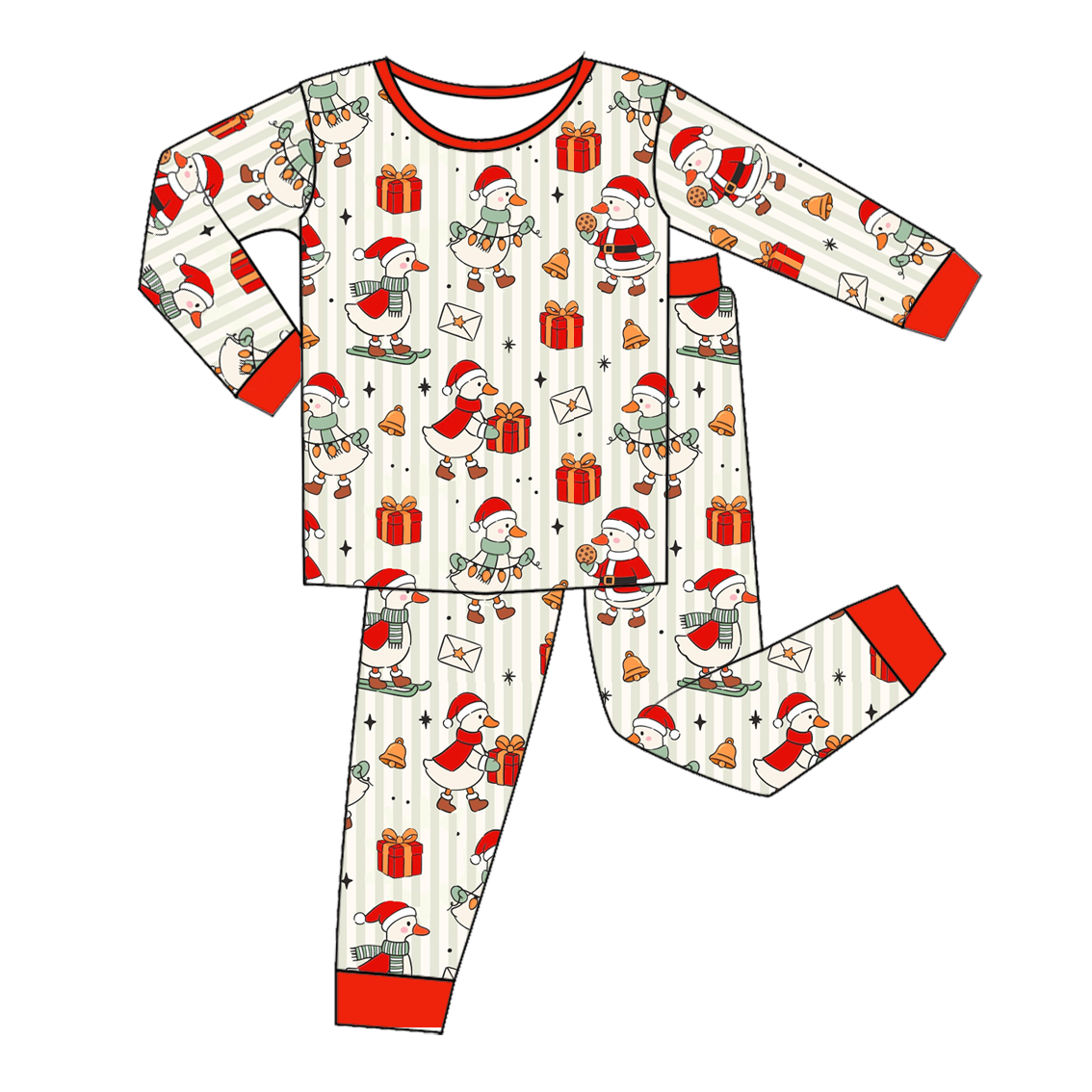 Christmas Silly Goose Print – Custom Name Embroidery Sibling Outfits