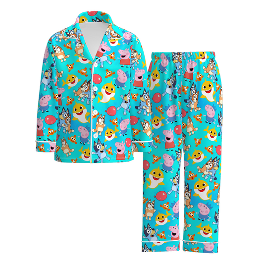 Boys Fall Bluey Cartoon Print Pajamas Pant Set