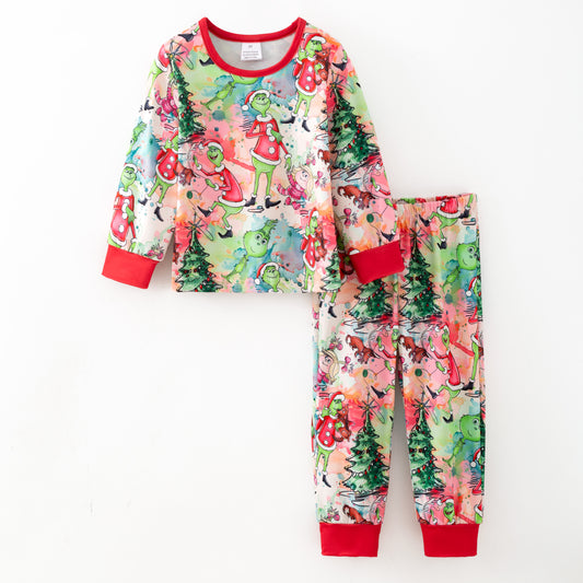 Kids Christmas Winter Grinch Sleepwear Pajamas Set