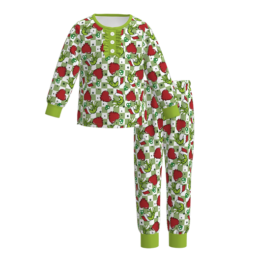 Christmas Kids Matching Pamajams Outfits – Grinch Print Set