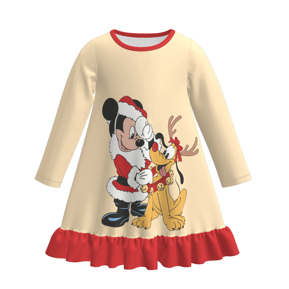 Girls Fall Winter Cartoon Print Cute Sleepwear Pajamas Dress