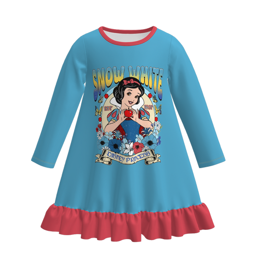 Girls Cartoon Princess Fall Winter Pajamas Dress
