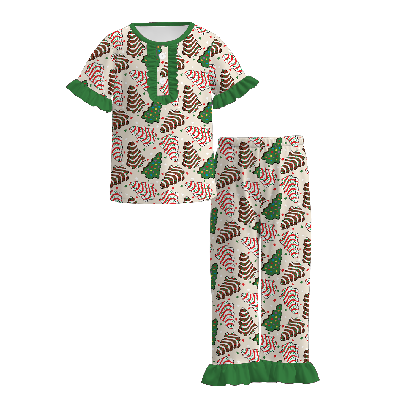 Girls Christmas Santa Gift Soft Milk Silk Pajamas Set