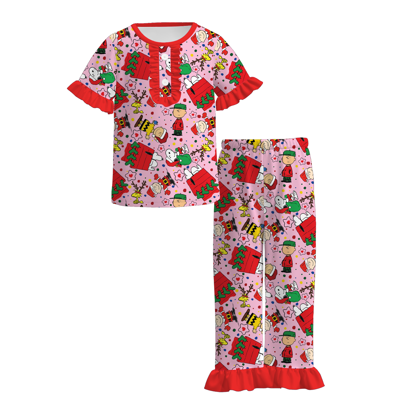 Girls Christmas Santa Gift Soft Milk Silk Pajamas Set