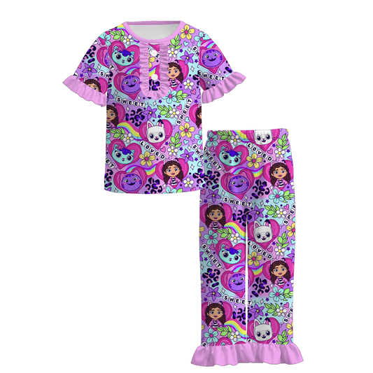 2026 Girls Spring Kpop Demon Hunter Short Sleeves Pajamas Set