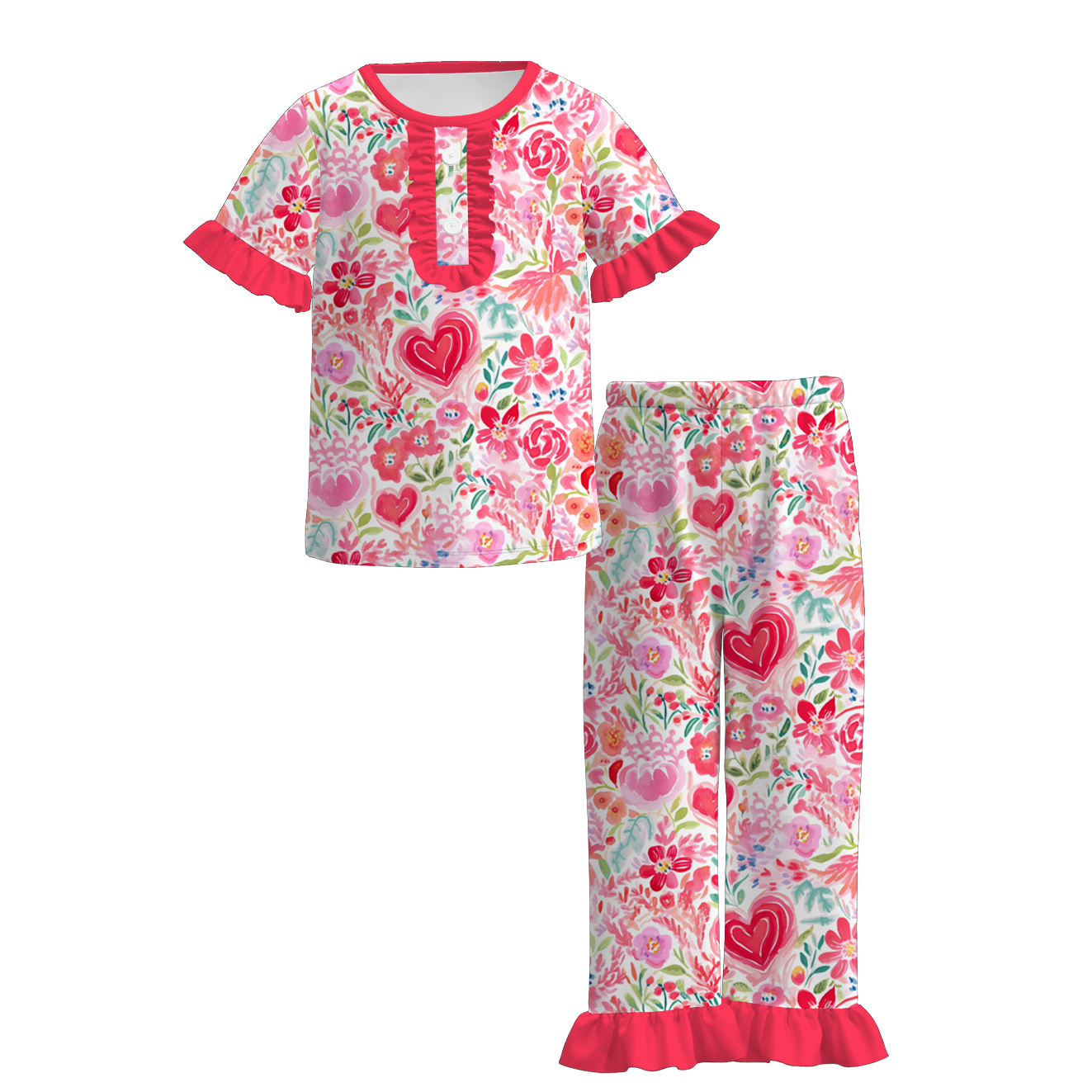 2026 Girls Spring Kpop Demon Hunter Short Sleeves Pajamas Set