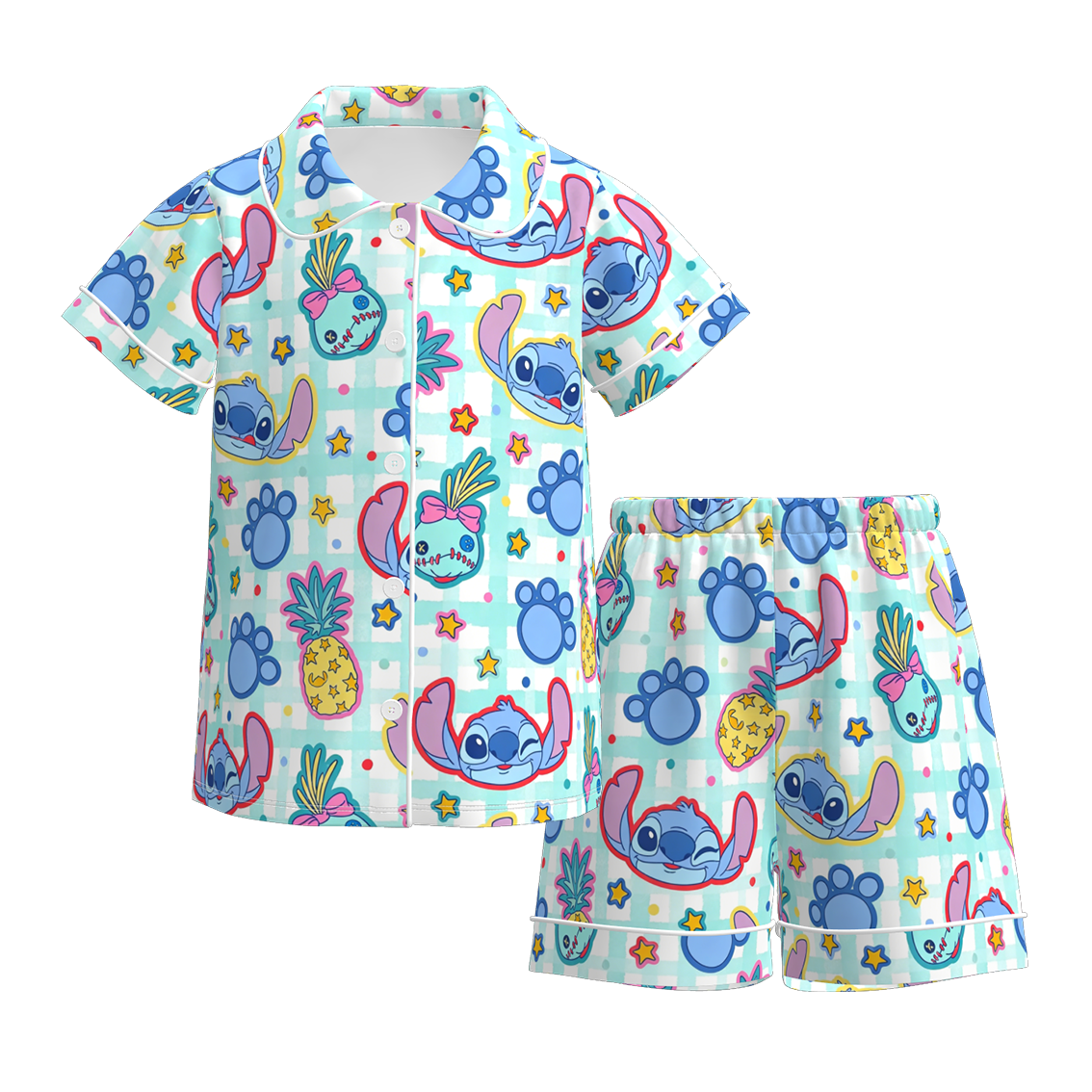 2026 Girls Spring Monster Cartoon Print Pajamas Short Set