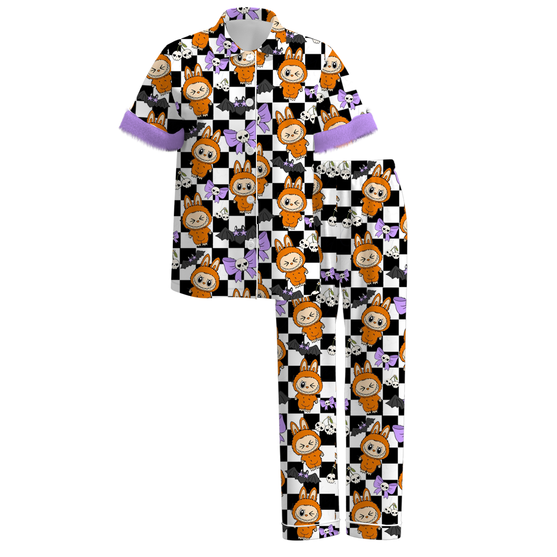 Mommy And Me Fall Halloween Cartoon Cozy Fur Pajamas Set