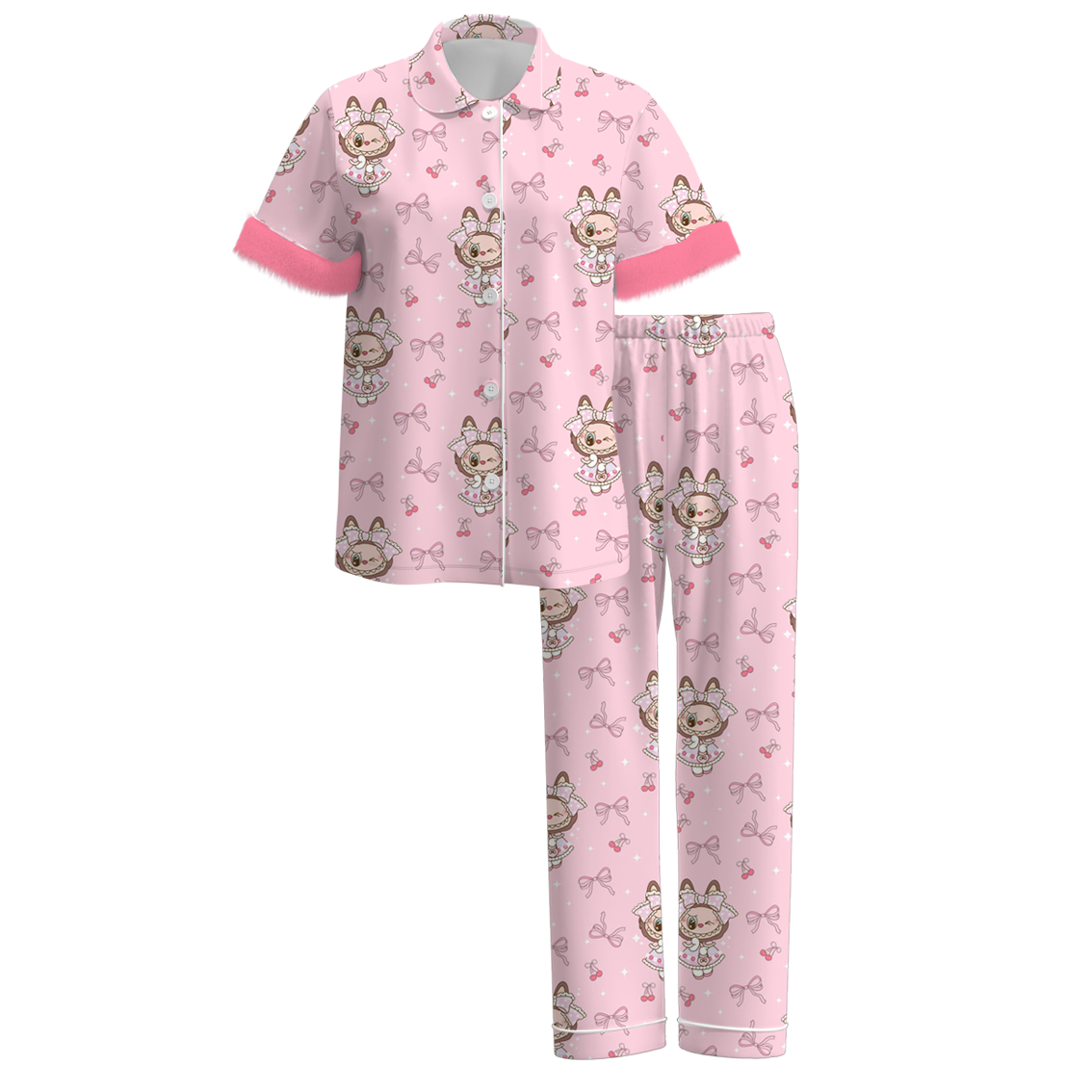 Mommy And Me Fall Halloween Cartoon Cozy Fur Pajamas Set