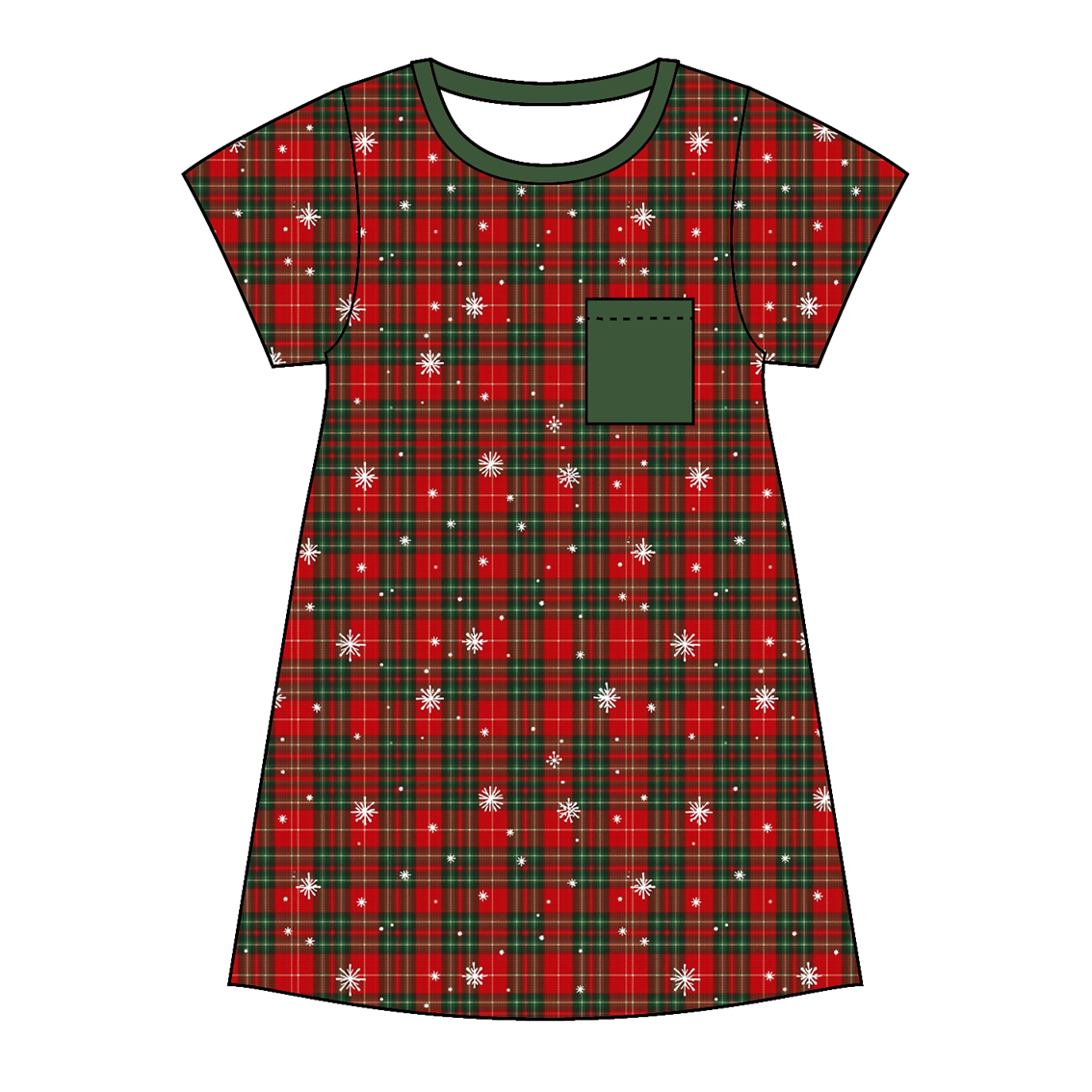 Christmas Red Green Plaid Snowflake Family Pajama Collection