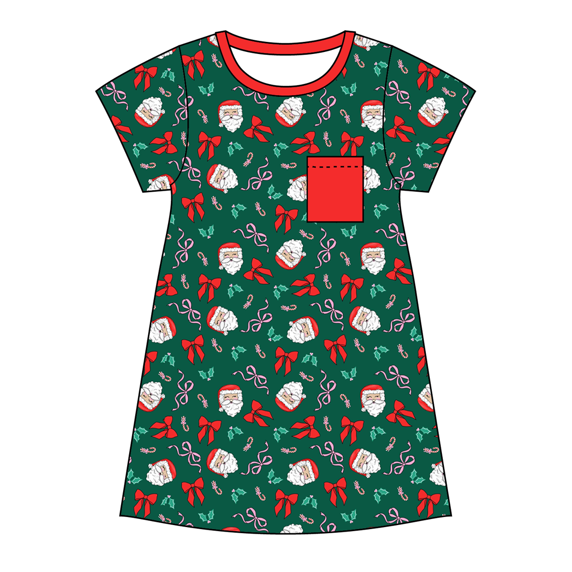 Christmas Santa Green Print Family Pajama Collection