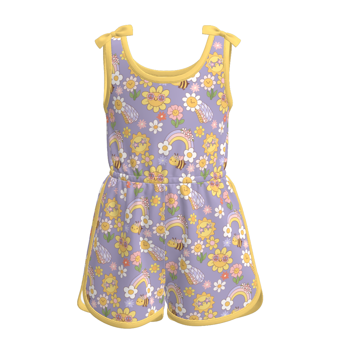 Siblings Girls Summer Yellow Grey FloralMatching Clothes