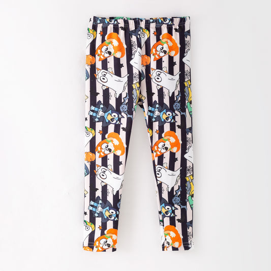Girls Halloween Pumpkin Ghost Bluey Print Leggings