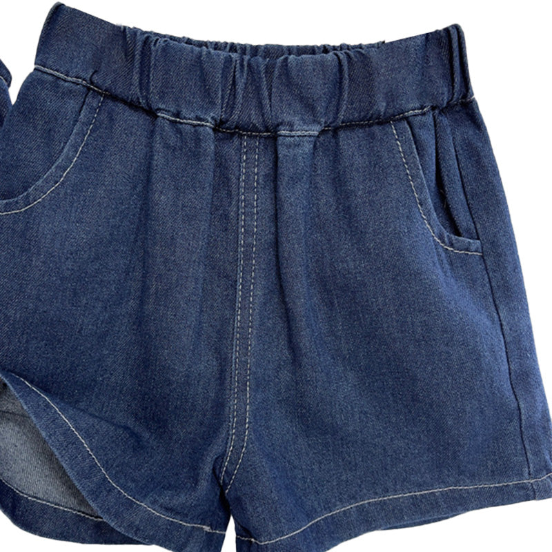 Girls Ruffle Sleeveless Denim Set Summer Fall Outfit Two Piece