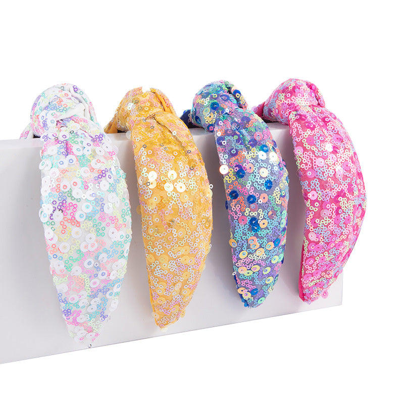 Summer Vibrant Sequin Knot Headband Hair Accessory