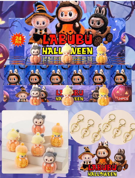 Labubu Flocked Vinyl Figure Collectible Toy Blind Box Surprise Trendy Desk Decor 24pcs